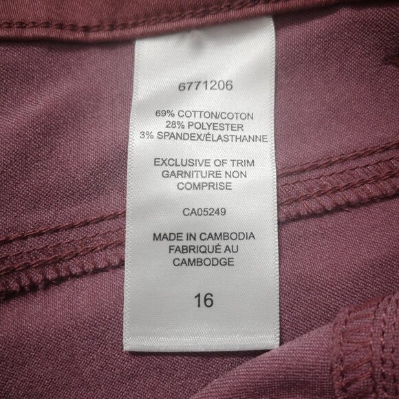 NWT Up Ladies Size 16 Dusty Rose Pull On Style 5 Pocket Crop Pants - Picture 4 of 14